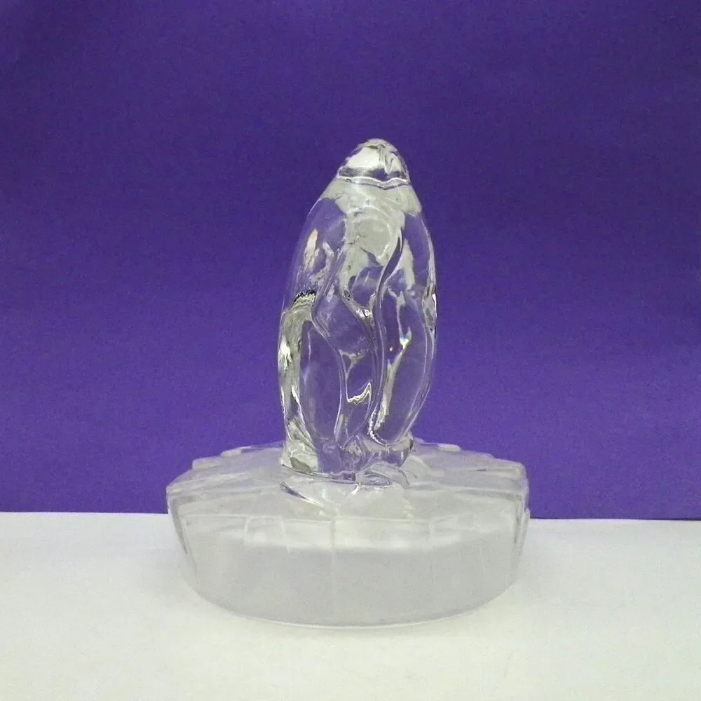 Penguins Glass Sculpture Adult & Chick RCR Italian Royal Crystal Rock